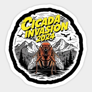 cicada Brood XIX invasion 2024 comic style Sticker